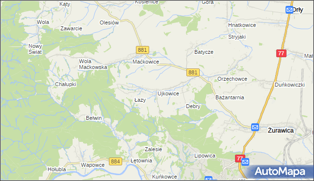 mapa Ujkowice, Ujkowice na mapie Targeo