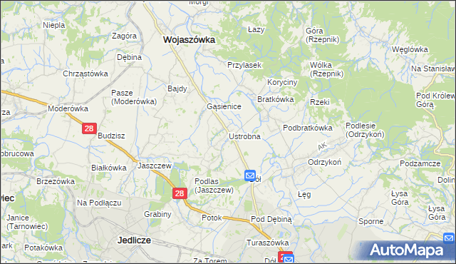 mapa Ustrobna, Ustrobna na mapie Targeo