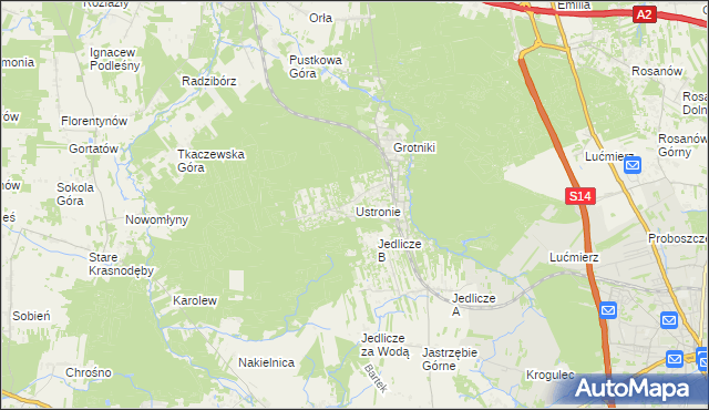 mapa Ustronie gmina Zgierz, Ustronie gmina Zgierz na mapie Targeo