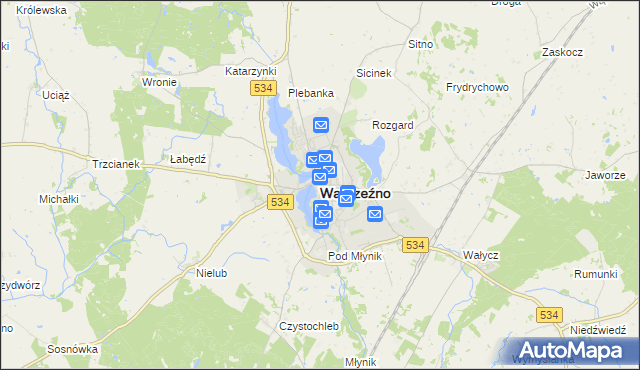 mapa Wąbrzeźno, Wąbrzeźno na mapie Targeo