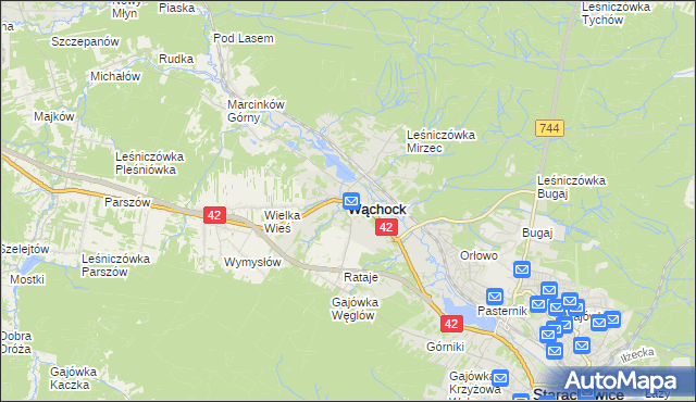 mapa Wąchock, Wąchock na mapie Targeo