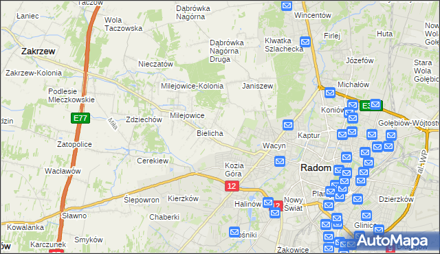 mapa Wacyn, Wacyn na mapie Targeo