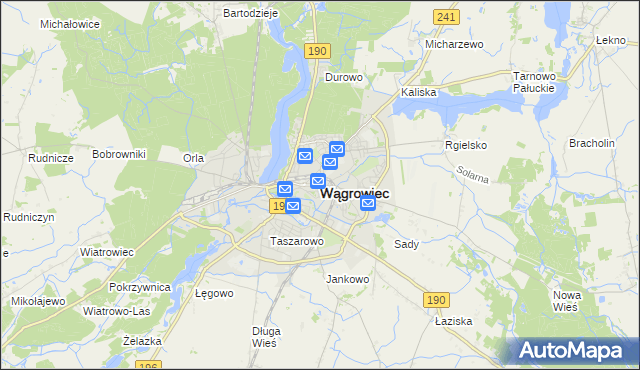 mapa Wągrowiec, Wągrowiec na mapie Targeo
