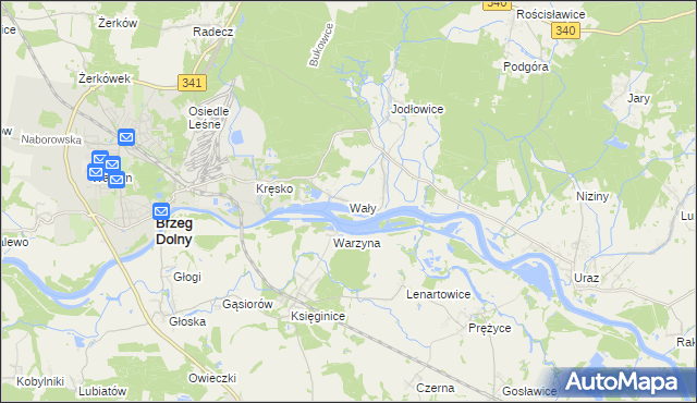 mapa Wały gmina Brzeg Dolny, Wały gmina Brzeg Dolny na mapie Targeo