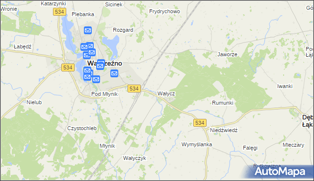 mapa Wałycz, Wałycz na mapie Targeo