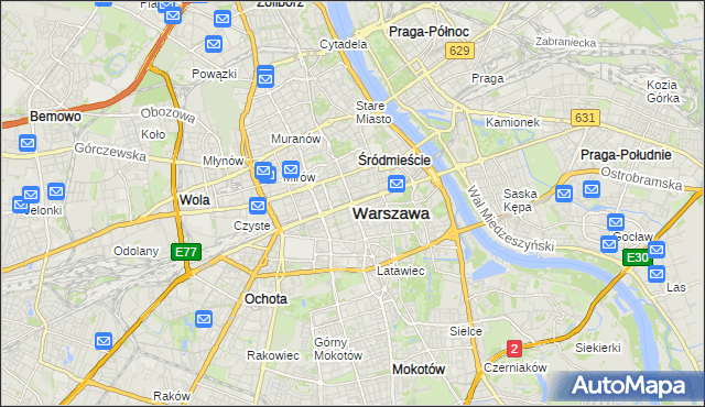 mapa Warszawy, Warszawa na mapie Targeo