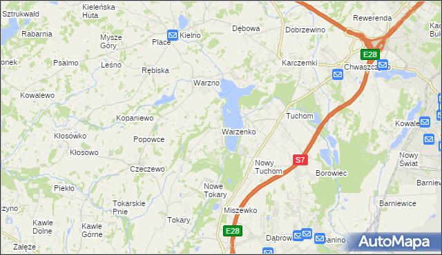 mapa Warzenko, Warzenko na mapie Targeo