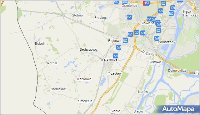 mapa Warzymice, Warzymice na mapie Targeo