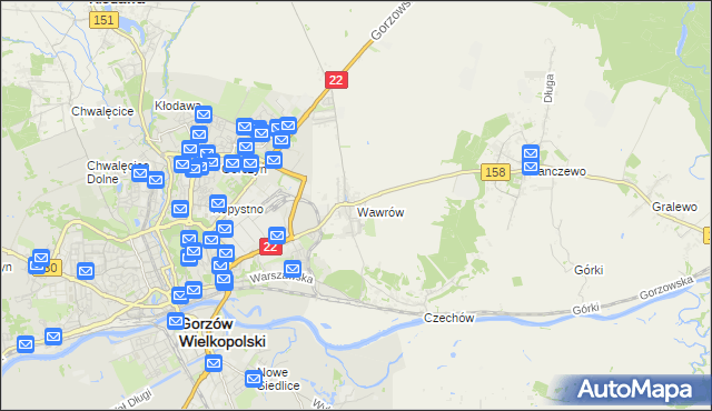 mapa Wawrów, Wawrów na mapie Targeo