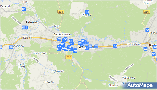 mapa Wejherowo, Wejherowo na mapie Targeo