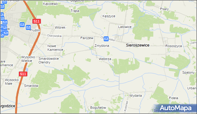 mapa Westrza, Westrza na mapie Targeo