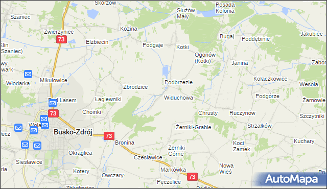 mapa Widuchowa gmina Busko-Zdrój, Widuchowa gmina Busko-Zdrój na mapie Targeo