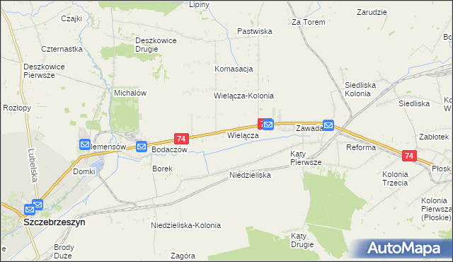 mapa Wielącza, Wielącza na mapie Targeo