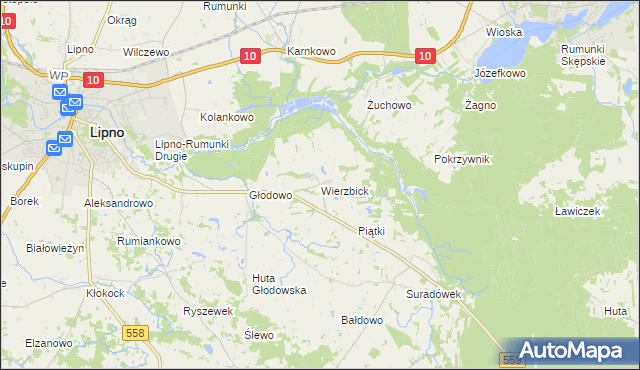 mapa Wierzbick, Wierzbick na mapie Targeo