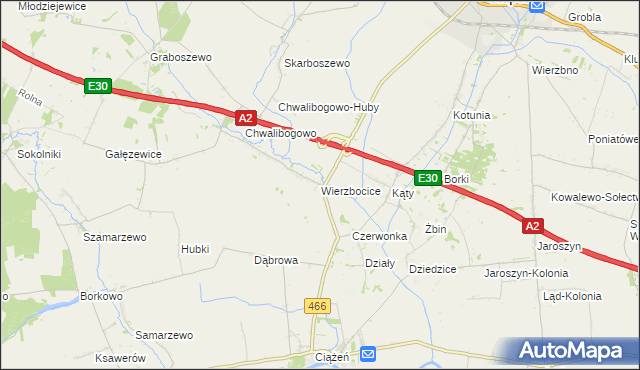 mapa Wierzbocice, Wierzbocice na mapie Targeo