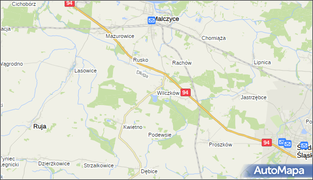 mapa Wilczków gmina Malczyce, Wilczków gmina Malczyce na mapie Targeo