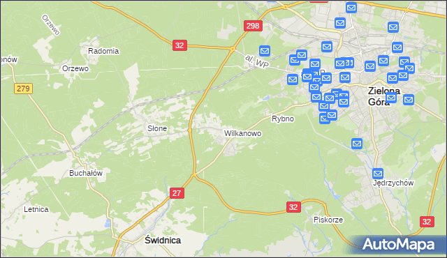 mapa Wilkanowo gmina Świdnica, Wilkanowo gmina Świdnica na mapie Targeo