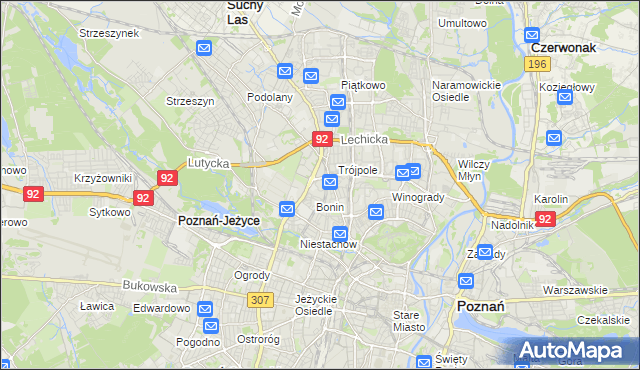 mapa Winiary gmina Poznań, Winiary gmina Poznań na mapie Targeo