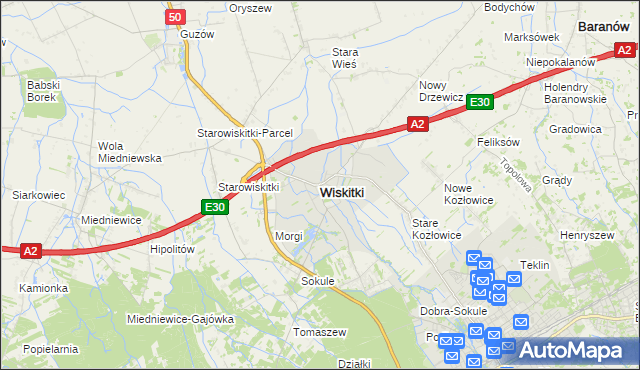 mapa Wiskitki, Wiskitki na mapie Targeo