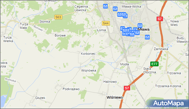 mapa Wiśniewko gmina Wiśniewo, Wiśniewko gmina Wiśniewo na mapie Targeo