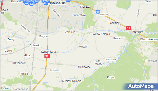 mapa Witów gmina Sulejów, Witów gmina Sulejów na mapie Targeo