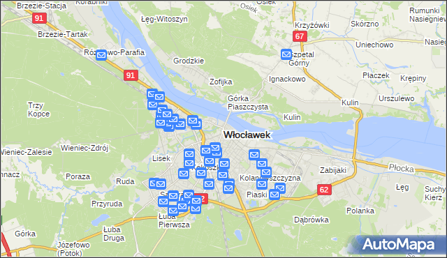 mapa Włocławka, Włocławek na mapie Targeo