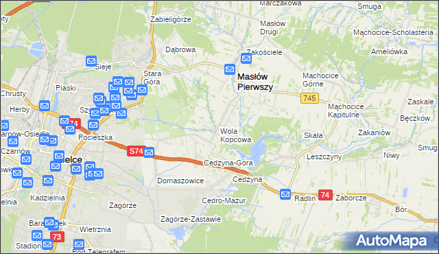 mapa Wola Kopcowa, Wola Kopcowa na mapie Targeo