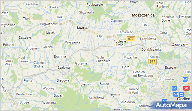 mapa Wola Łużańska, Wola Łużańska na mapie Targeo