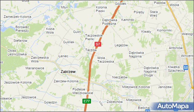 mapa Wola Taczowska, Wola Taczowska na mapie Targeo