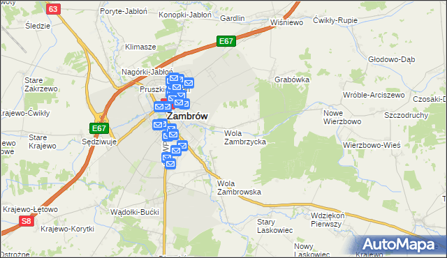 mapa Wola Zambrzycka, Wola Zambrzycka na mapie Targeo
