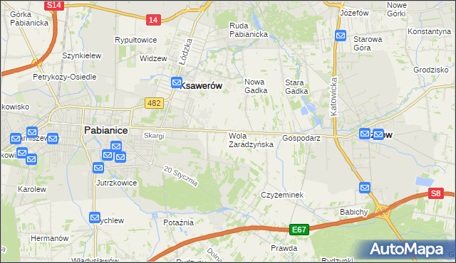 mapa Wola Zaradzyńska, Wola Zaradzyńska na mapie Targeo