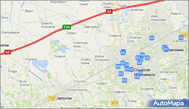 mapa Wólka Grodziska gmina Grodzisk Mazowiecki, Wólka Grodziska gmina Grodzisk Mazowiecki na mapie Targeo