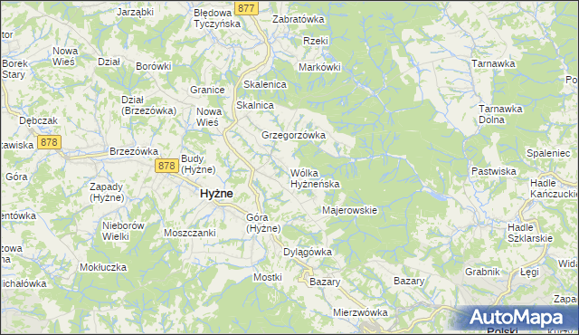mapa Wólka Hyżneńska, Wólka Hyżneńska na mapie Targeo