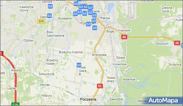 mapa Wrzosowa, Wrzosowa na mapie Targeo
