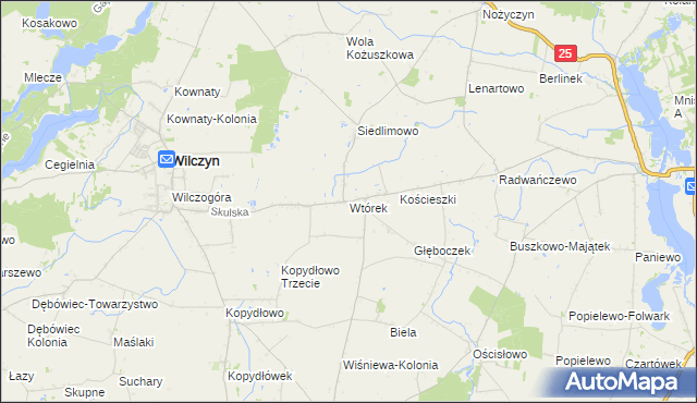 mapa Wtórek gmina Wilczyn, Wtórek gmina Wilczyn na mapie Targeo