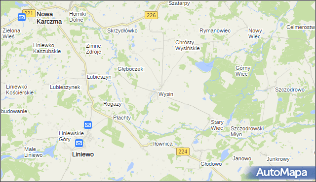 mapa Wysin, Wysin na mapie Targeo