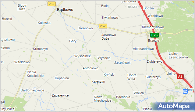 mapa Wysocin gmina Bądkowo, Wysocin gmina Bądkowo na mapie Targeo