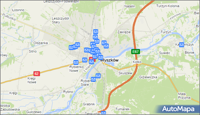 mapa Wyszków, Wyszków na mapie Targeo