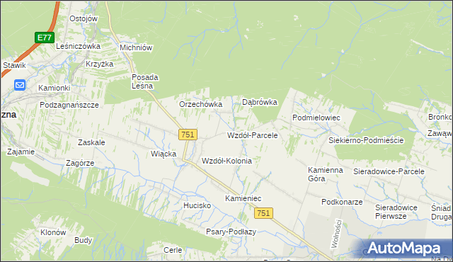 mapa Wzdół-Parcele, Wzdół-Parcele na mapie Targeo