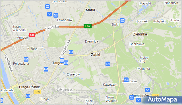 mapa Ząbki powiat wołomiński, Ząbki powiat wołomiński na mapie Targeo