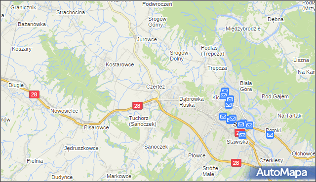 mapa Zabłotce gmina Sanok, Zabłotce gmina Sanok na mapie Targeo