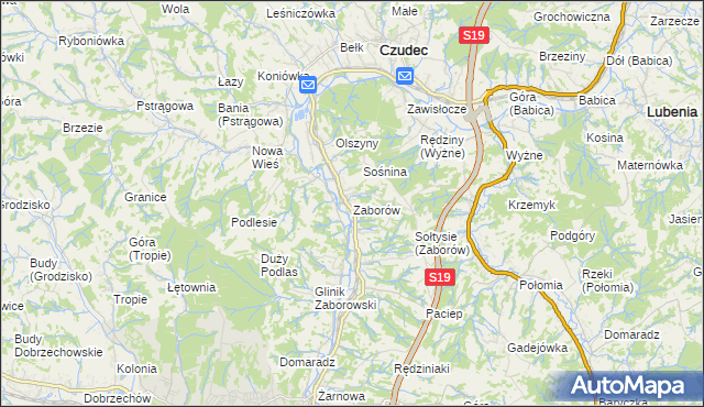 mapa Zaborów gmina Czudec, Zaborów gmina Czudec na mapie Targeo