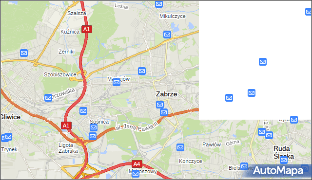 mapa Zabrza, Zabrze na mapie Targeo