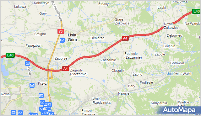 mapa Zaczarnie, Zaczarnie na mapie Targeo