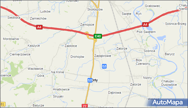mapa Zadąbrowie gmina Orły, Zadąbrowie gmina Orły na mapie Targeo