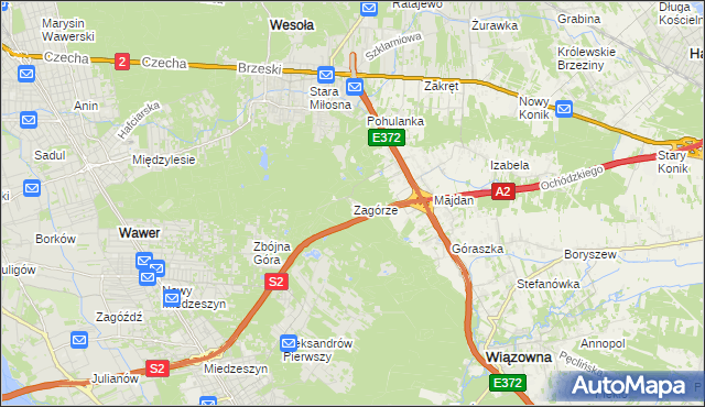 mapa Zagórze gmina Wiązowna, Zagórze gmina Wiązowna na mapie Targeo
