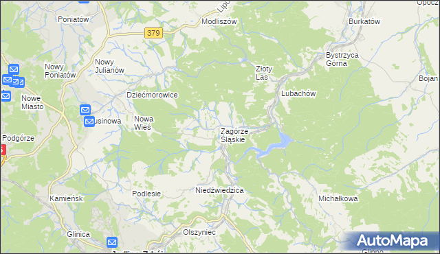mapa Zagórze Śląskie, Zagórze Śląskie na mapie Targeo