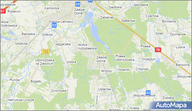 mapa Zalesie Górne, Zalesie Górne na mapie Targeo