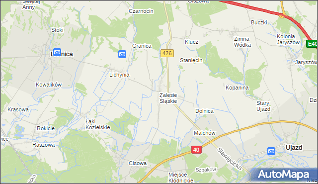 mapa Zalesie Śląskie, Zalesie Śląskie na mapie Targeo