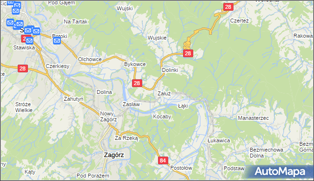 mapa Załuż, Załuż na mapie Targeo